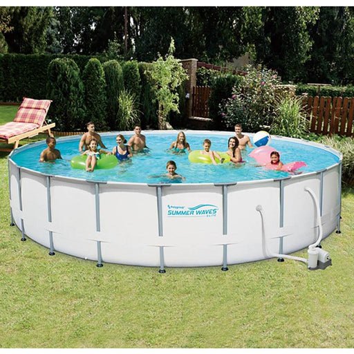 Summer Waves Elite 22' Metal Frame Above Ground Pool Set & Pump & 6 Cartridges - 80811