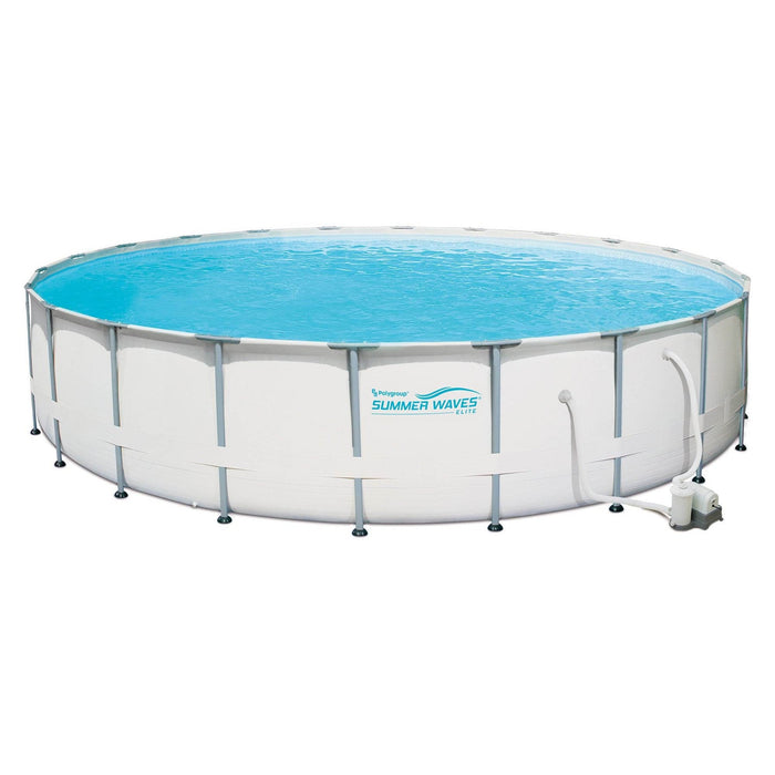 Summer Waves Elite 22' Metal Frame Above Ground Pool Set & Pump & 6 Cartridges - 80811