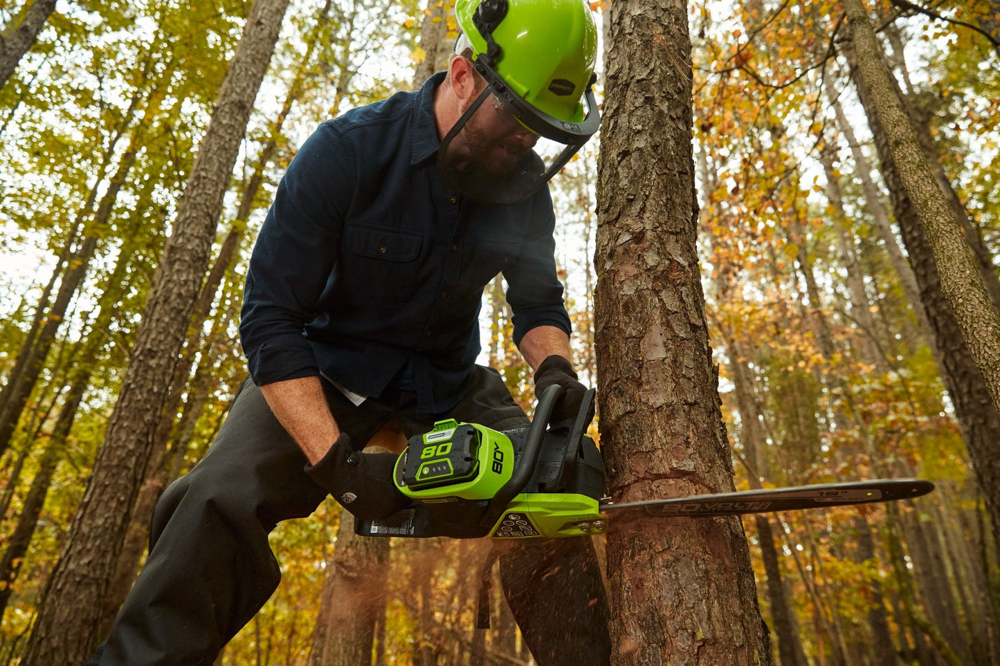 Greenworks 80V 18" Cordless Battery Chainsaw & 10" Pole Saw Combo Kit w/ 4.0 Ah Battery & Rapid Charger - 1343202-VK