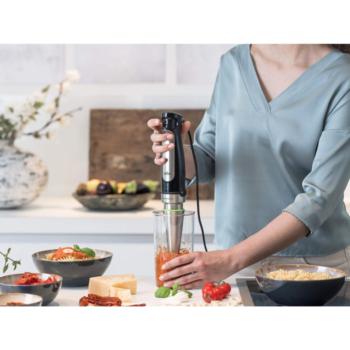 Braun Multiquick 7 Smart Speed Hand Blender, Whisk + Neater + 1.5 Cup + Μasher, in Stainless Steel MQ7077X