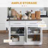 HomCom Rolling Kitchen Island with Storage, Portable Kitchen Cart with Stainless Steel Top - B072NZ5T92