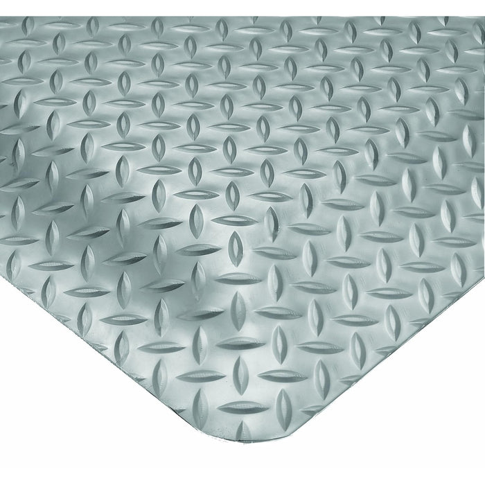 Wearwell Diamond-Plate SpongeCote UltraSoft Mat, 2' Width x 75' Length x 15/16" Thickness, Gray - 414.1516x2x75GY