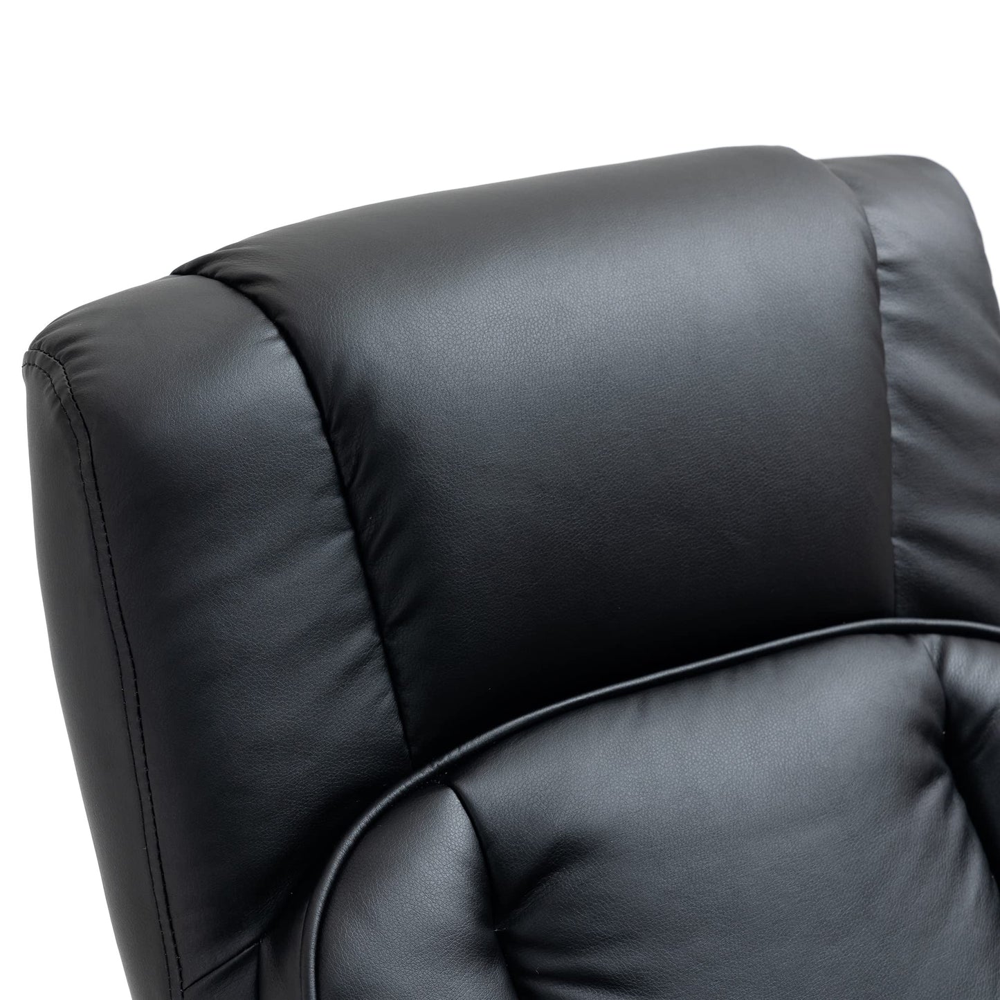 HomCom Swivel Recliner, Manual PU Leather Armchair with Ottoman Footrest for Living Room, - B09PV297DL-1