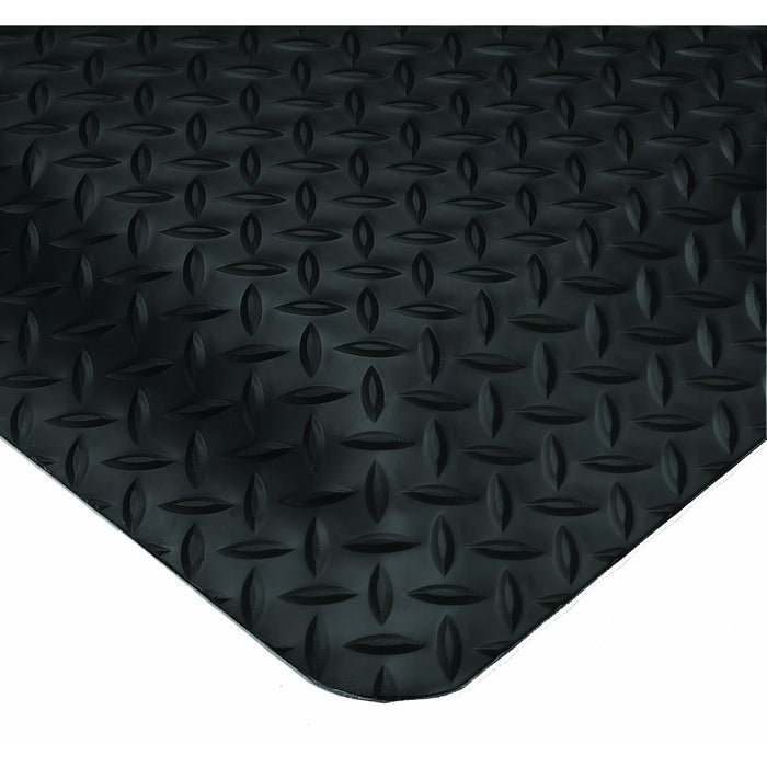 Wearwell Diamond-Plate SpongeCote UltraSoft Mat, 5' Width x 75' Length x 15/16" Thickness, Black - 414.1516x5x75BK