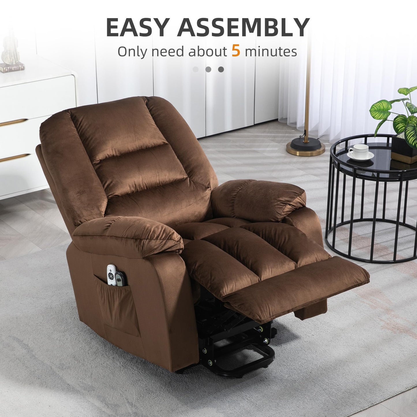 HomCom Power Lift Recliner Chair, Ergonomic Massage, Dark Brown - B0CTY2JHYZ-1