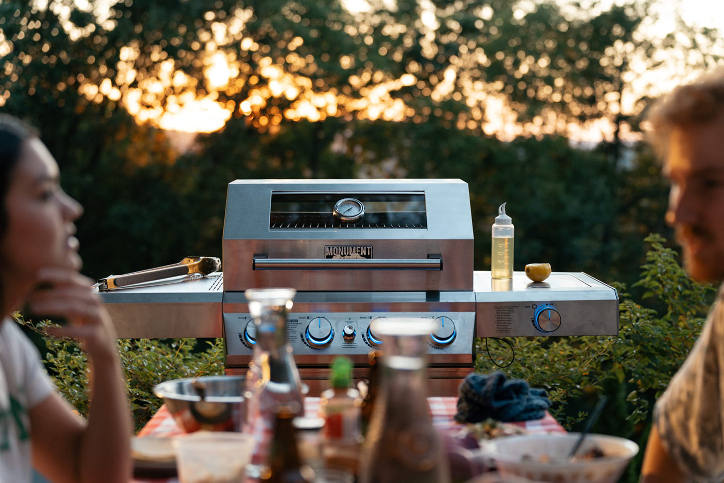 Monument Grills 4-Burner Propane Gas Grill with Side Burner & Smoker Box - B0D97CSJT1
