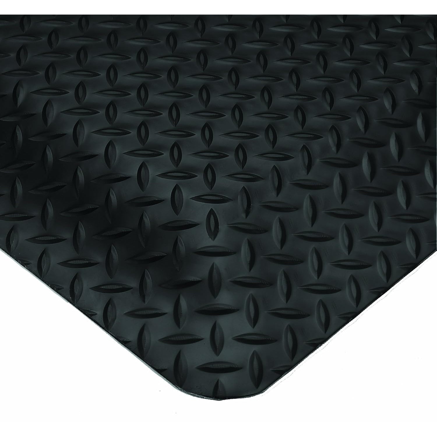 Wearwell Diamond-Plate SpongeCote UltraSoft Mat, 6' Width x 75' Length x 15/16" Thickness, Black - 414.1516x6x75BK