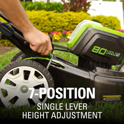 Greenworks 80V 21" Cordless Battery 3-in-1 Push Lawn Mower w/ 5.0Ah Battery & Charger - 2546902
