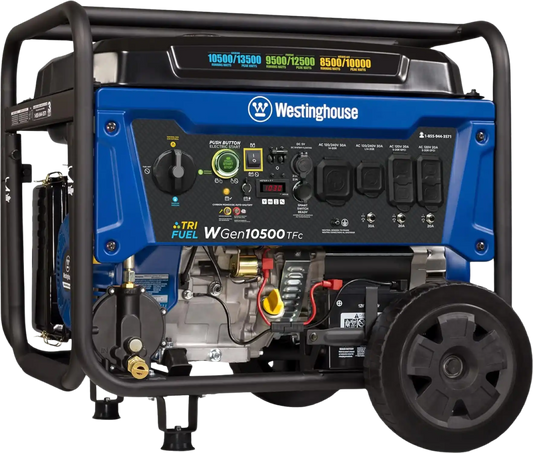 Westinghouse Tri-Fuel Generator 10500W/13500W 50 Amp Remote Start with CO Sensor New - WGEN10500TFC