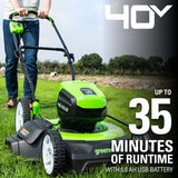 40V 19” Cordless Battery Push Lawn Mower w/ 5.0Ah USB Battery & Charger