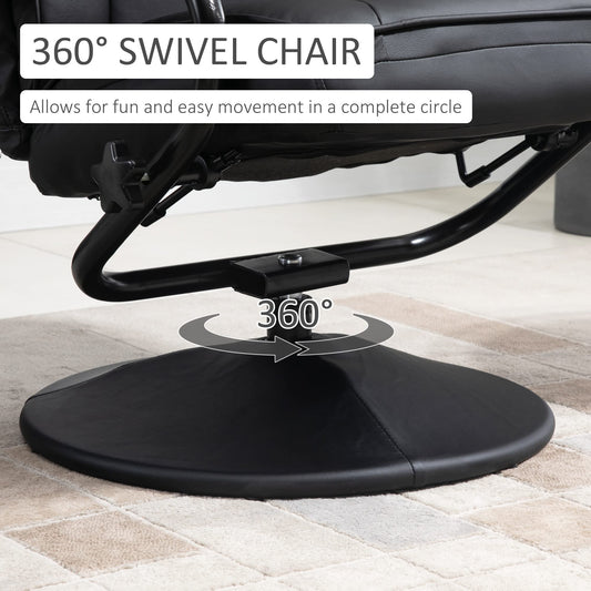 HomCom Swivel Recliner, Manual PU Leather Armchair with Ottoman Footrest for Living Room, - B09PV297DL-1
