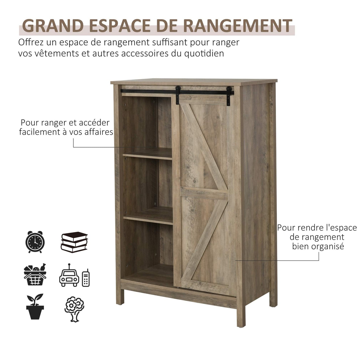 HomCom Sideboard Sideboard Dresser 2 Shelves Door with Frame - B08FMS9QTY