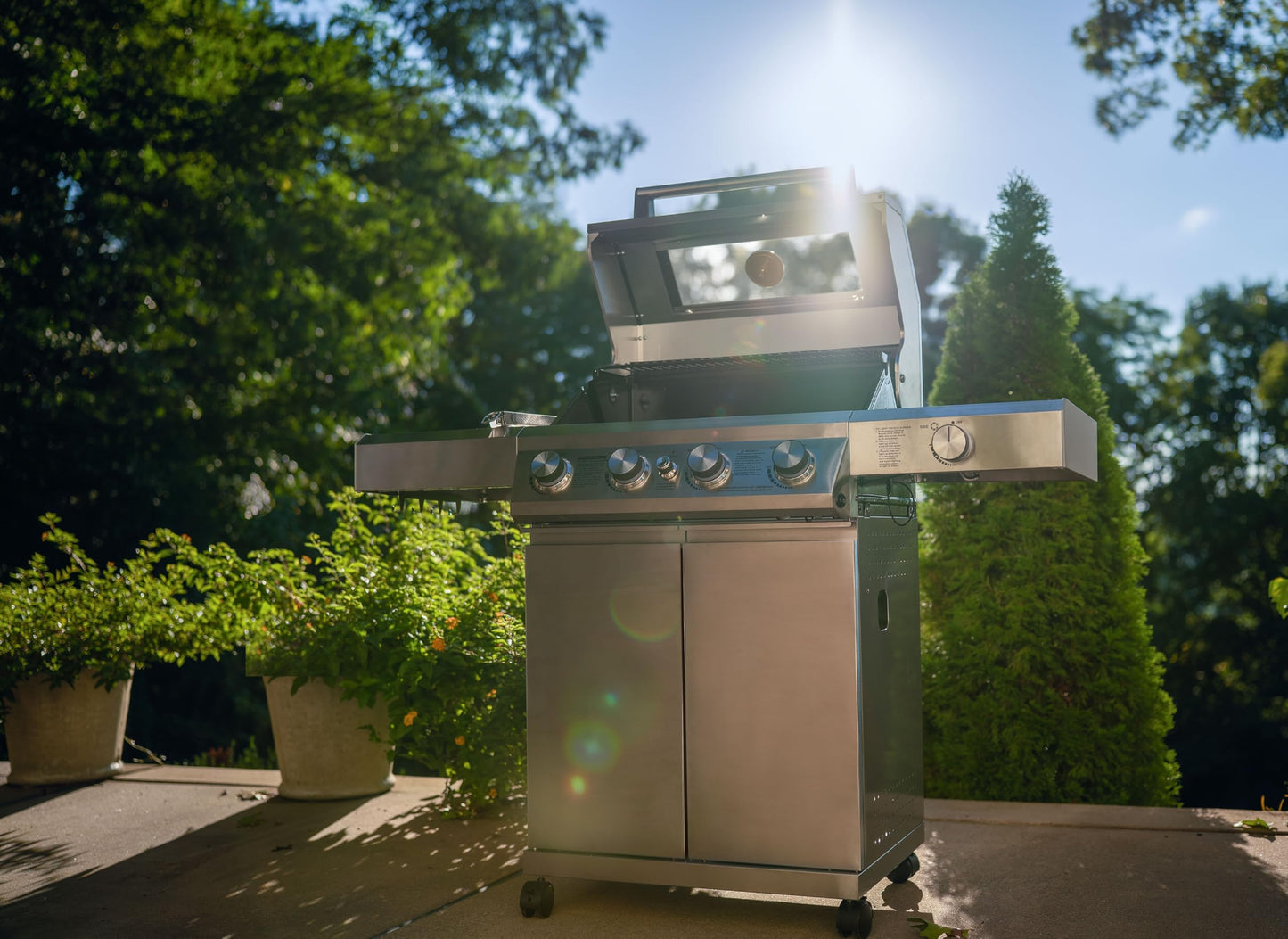 Monument Grills 4-Burner Propane Gas Grill with Side Burner & Smoker Box - B0D97CSJT1