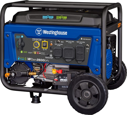 Westinghouse Generator 3600W/4650W 30 Amp Remote Start Dual Fuel New -= WGEN3600DFC
