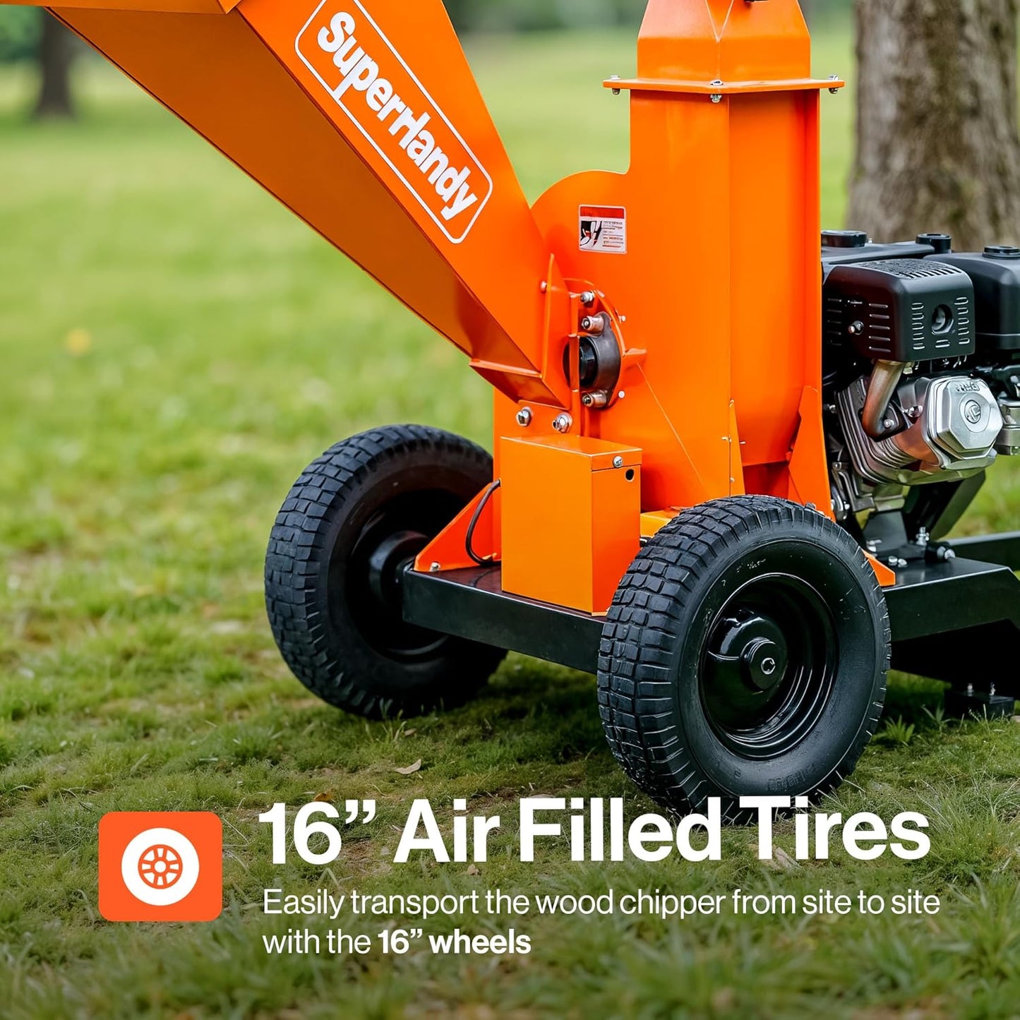 Super Handy GUO141 Towable Wood Chipper 4" Chipping Capacity 15 HP Gas Electric Start New - GUO141