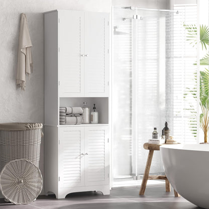 HomCom Tall Narrow Bathroom Storage Cabinet with Doors and Shelf Adjustability - B08BCH9T6H-1