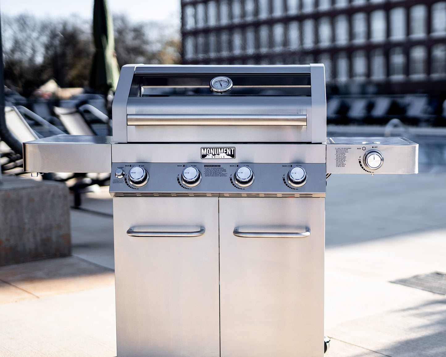 Monument Grills Larger Convertible 4-Burner Natural Gas Grill Stainless Steel Cabinet Style Propane Grills with Conversion Kit(2 Items) - B0BGNQPDY8