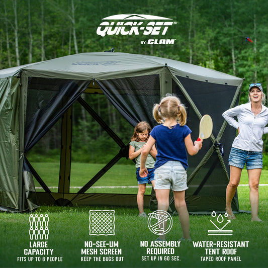 CLAM Quick-Set Escape Portable Outdoor Gazebo Canopy Shelter and 6 Wind Panels - 113924