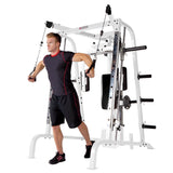 Marcy Pro Smith Cage Workout Machine Total Body Training Home Gym System, White - 84822