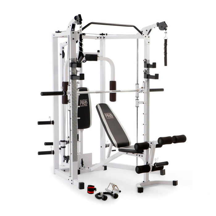 Marcy Combo Smith Heavy-Duty Total Body Strength Home Gym Machine, White - 84823