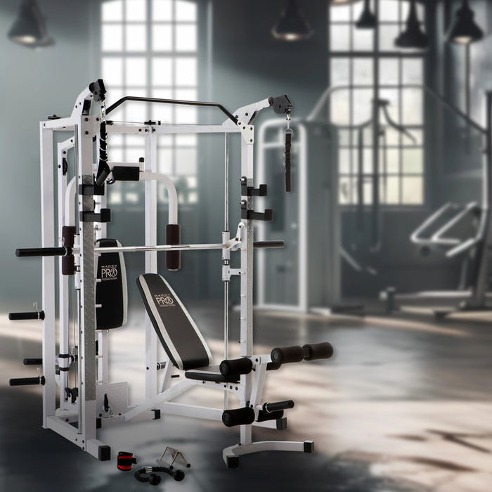 Marcy Combo Smith Heavy-Duty Total Body Strength Home Gym Machine, White - 84823