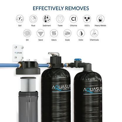 Aquasure Serene Series | 10 GPM Salt-Free Conditioning Bundle with Fortitude Pro Whole House Water Treatment System & Pleated Sediment Pre-Filter - AS-SF10CK