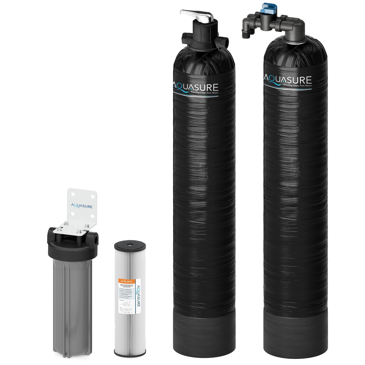 Aquasure Serene Series | 15 GPM Salt-Free Conditioning Bundle with Fortitude Pro Whole House Water Treatment System & Pleated Sediment Pre-Filter - AS-SF15CK