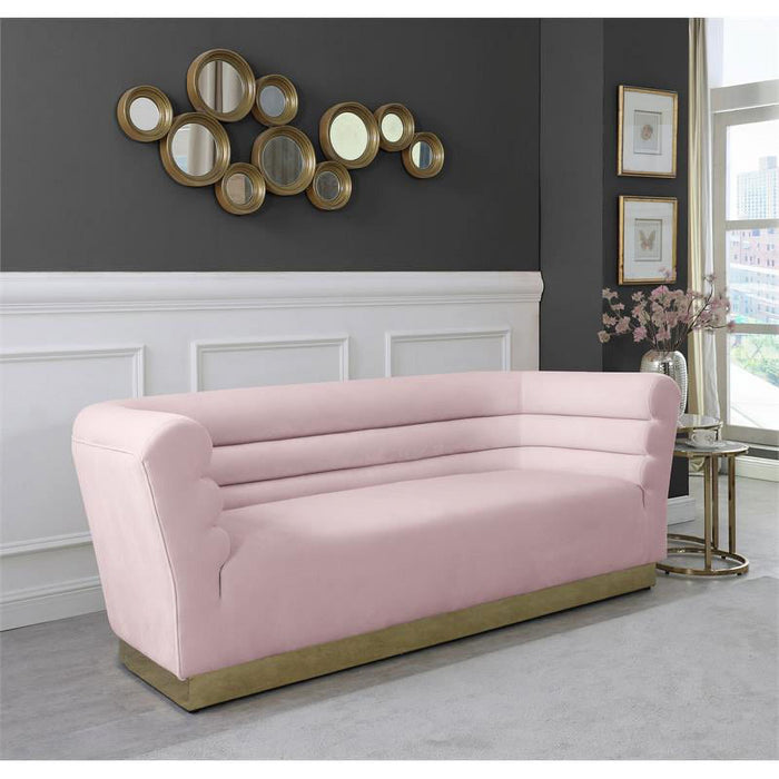 Meridian Furniture Bellini Solid Wood and Velvet Sofa in Pink - 669Pink-S