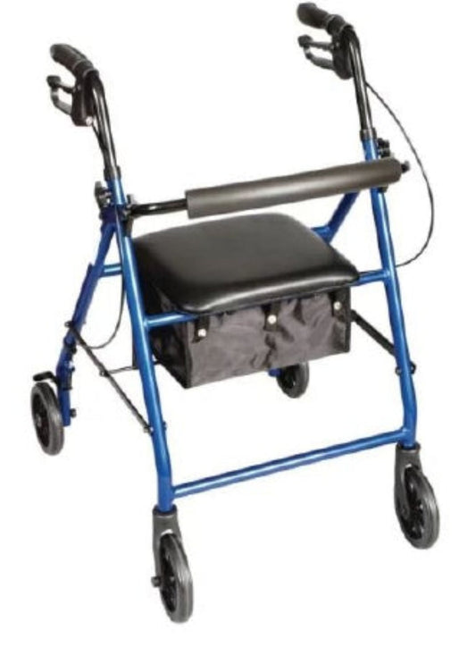 Patterson Medical Carex Classics - 4 Wheel Rollator Blue Adjustable Height / Folding Aluminum Frame - 081594639