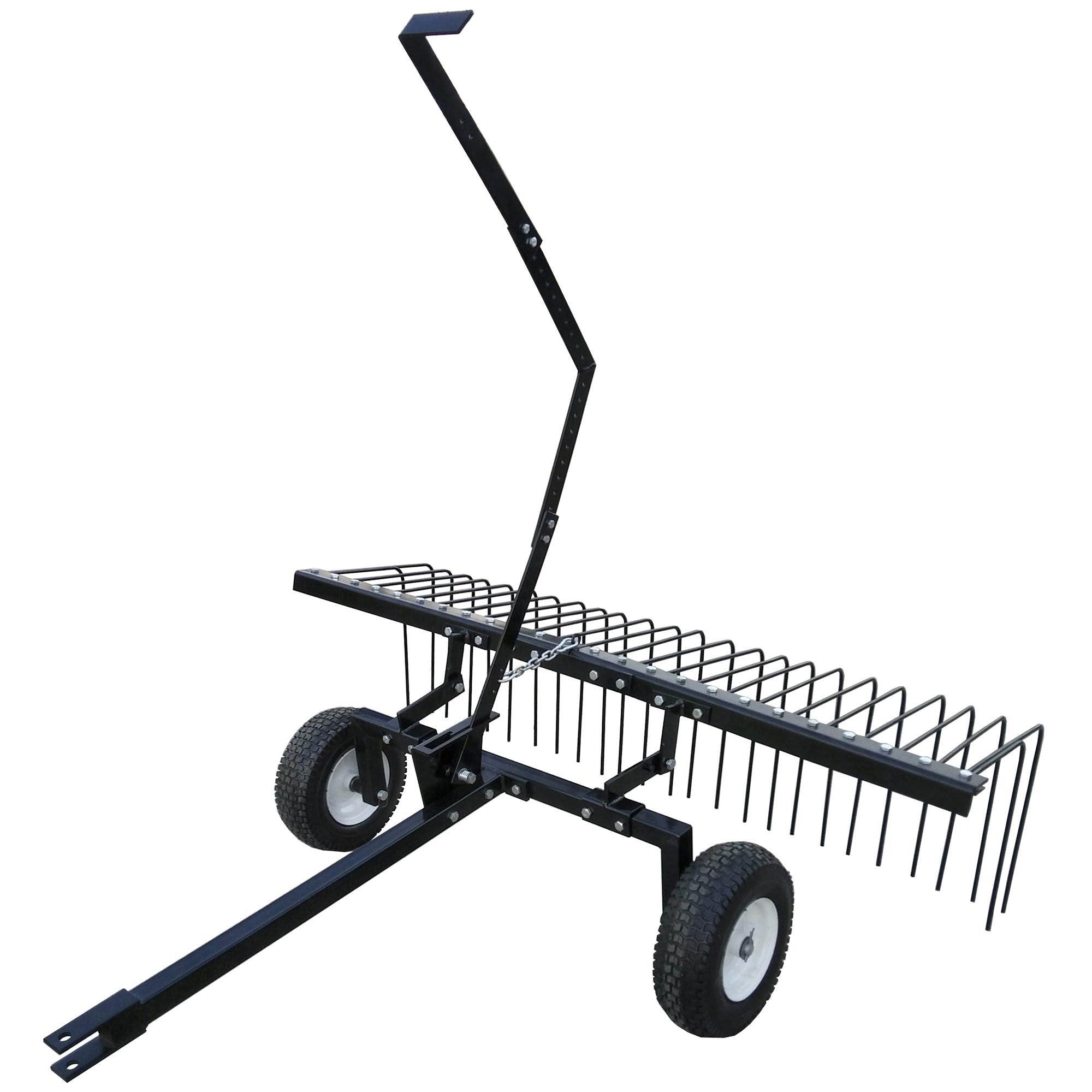 Yard Tuff 60" ATV Tow Behind Steel Lawn Landscape Rake w/ Wheels & Handle - 88985