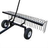 Yard Tuff 60" ATV Tow Behind Steel Lawn Landscape Rake w/ Wheels & Handle - 88985