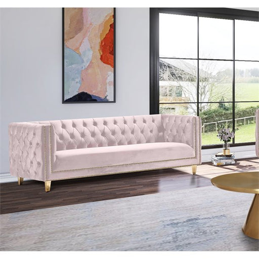 Meridian Furniture Michelle Pink Velvet Sofa - 652Pink-S