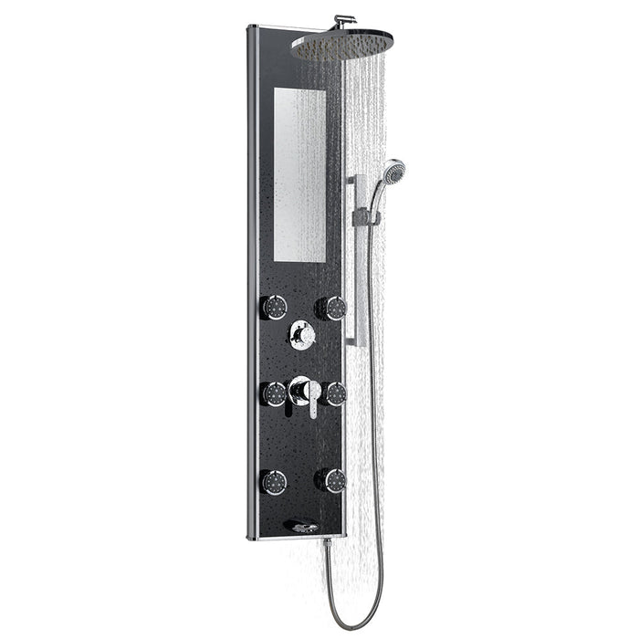 Pulse Showerspas Black Glass Shower Panel - Leilani Showerspa 1022-B