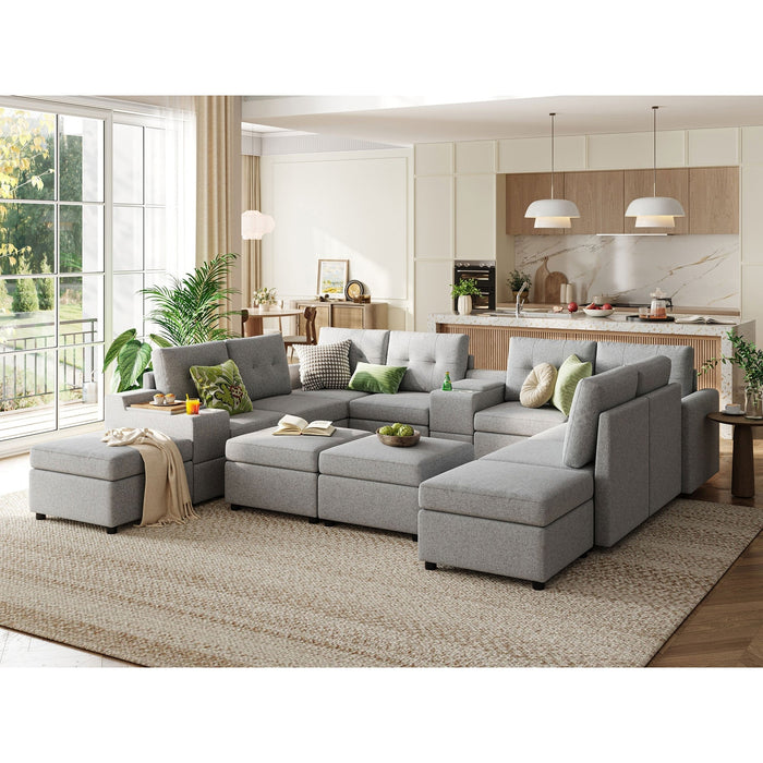 LINSY HOME RUBIK III 8 Seats With 4 Ottomans & 2 Consoles - US-LH-SPF-Sofa-S800-A-84102-0-00