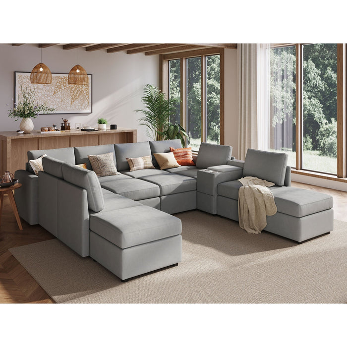 LINSY HOME RUBIK III 8 Seats With 4 Ottomans & Console - US-LH-SPF-Sofa-S800-A-84101-0-00