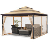 Mastercanopy 12x12 Soft Top Outdoor Garden Gazebo for Patios with Mosquito Netting - B0BKFNN9C3