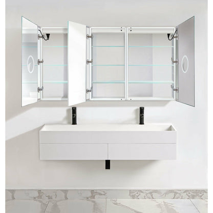 Krugg  Double LED Medicine Cabinet 66"X 36"  with Dimmer & Defogger - Svange 6636DLLR - Backyard Provider