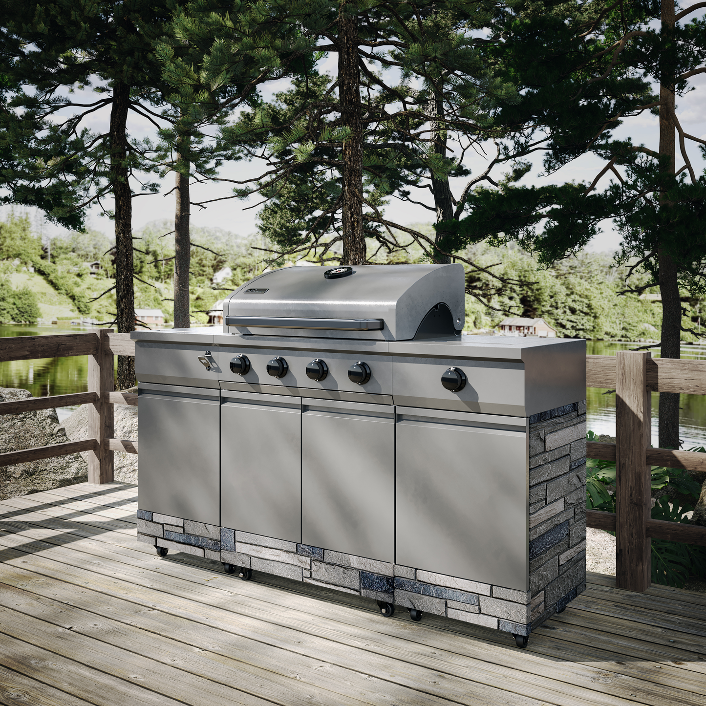 TYTUS Fresno 5-Burner LP/NG Convertible Grill in Gunmetal + Shadow Stone - TDT-021-0102