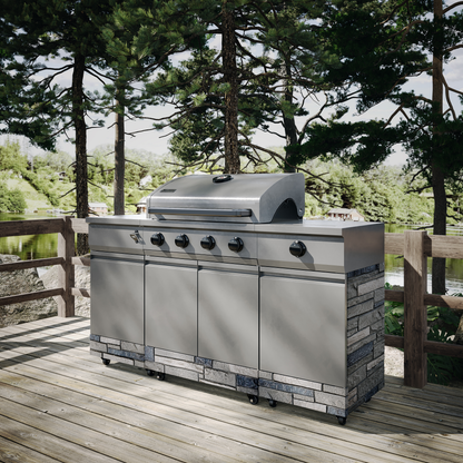 TYTUS Fresno 5-Burner LP/NG Convertible Grill in Gunmetal + Shadow Stone - TDT-021-0102