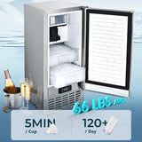 EUHOMY Commercial Under Counter Nugget Ice Maker Machine Includes 2 Bottles of Cleaner - NIMU-01CS2