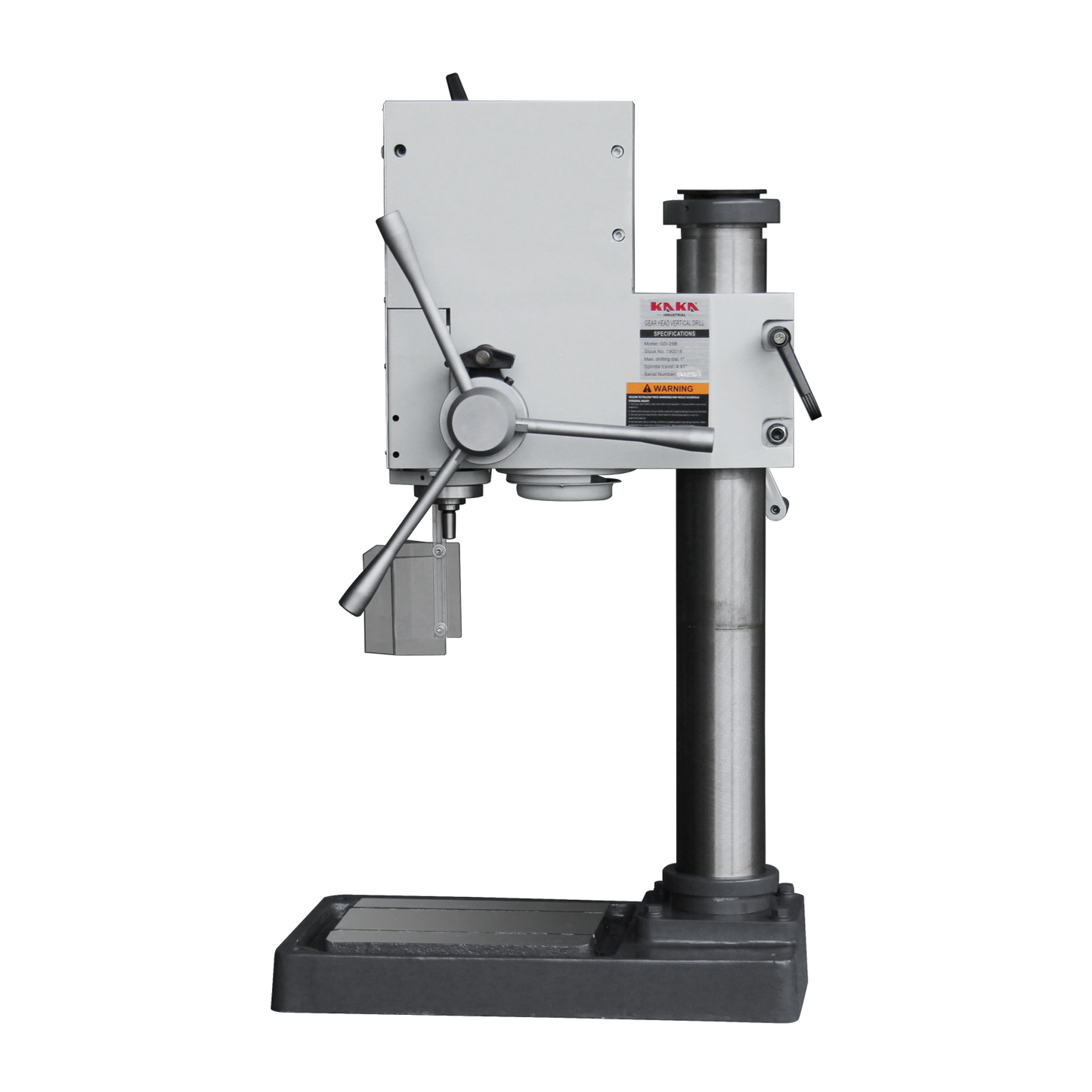 KAKA INDUSTRIAL Variable Speed Bench Drill Press,GD-25B 0.9kW 220V 3-Phase, 8-Speed (130-3200 RPM), Cast Iron Benchtop, 25mm Max Drilling, MT3 Taper - 190018V220