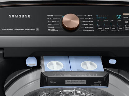 SAMSUNG 5.5 CF SMART TL WASHER W AUTO DISPENSE SYSTEM AND SUPER SPEED - WA55A7700AV-KT