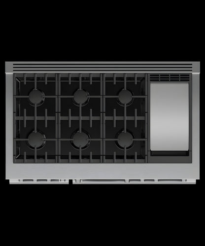 FISHER & PAYKEL RHV3484N Dual Fuel Range, 48", 4 Burners, 4 Induction Zones, Self-cleaning - RHV3484N-KT