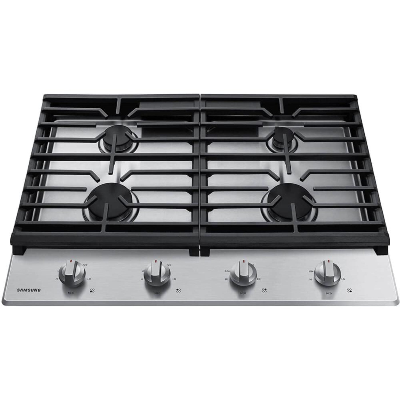 Samsung 30" Gas Cooktop, 4 Sealed Burners, 45K BTU, Continuous Cast Iron Grates, LP Conversion Kit, ADA Compliant – NA30R5310FS-KT