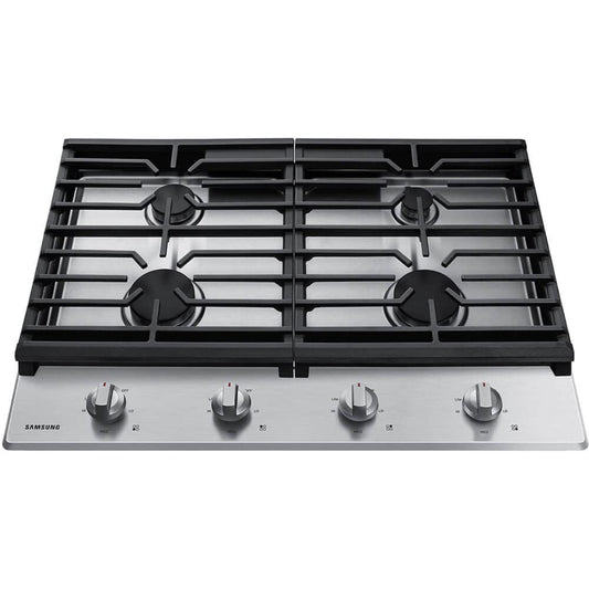 Samsung 30" Gas Cooktop, 4 Sealed Burners, 45K BTU, Continuous Cast Iron Grates, LP Conversion Kit, ADA Compliant – NA30R5310FS-KT