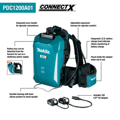 Makita 40V Max ConnectX 1,200Wh Portable Backpack Power Supply - PDC1200A01
