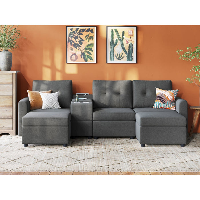 LINSY HOME RUBIK III 3 Seats With 2 Ottomans & Console - US-LH-SPF-Sofa-S800-A-32101-0-00