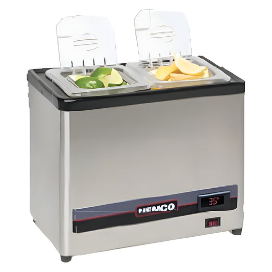 Nemco Cold Condiment Chiller with (2) 1/6 Stainless Steel Pans - NE90202