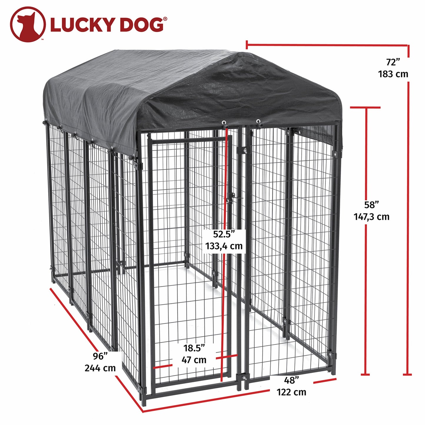 Lucky Dog Uptown Large Outdoor Covered Kennel Heavy Duty Dog Fence Pen (3 Pack) - 108456