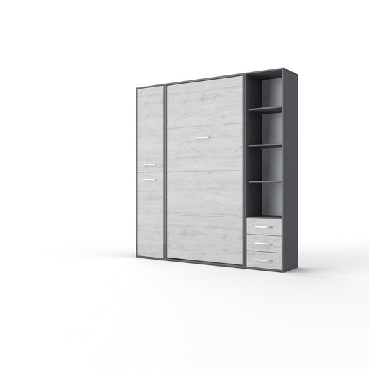 Maxima House Invento Vertical Wall Bed, European Full Size with 2 cabinets - IN120V-08/09W